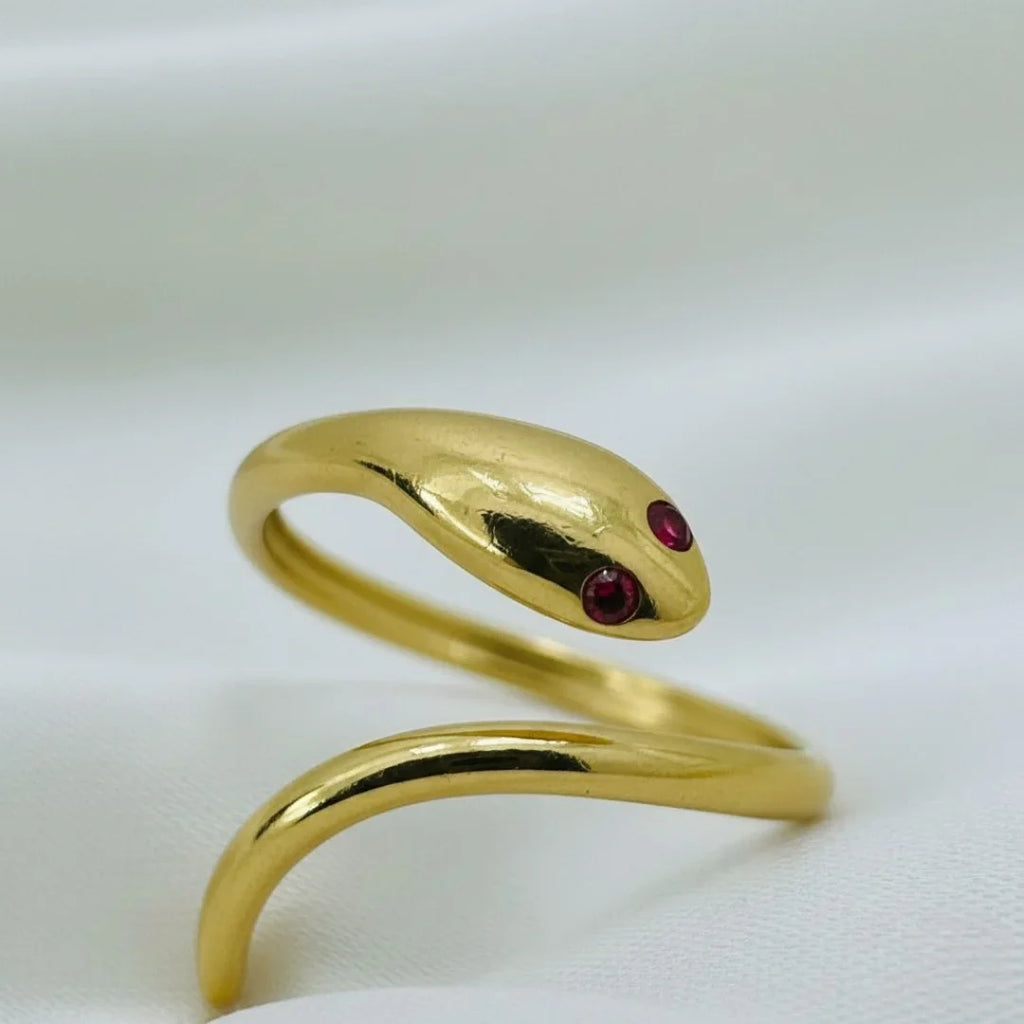 Ruby Coil Snake Ring