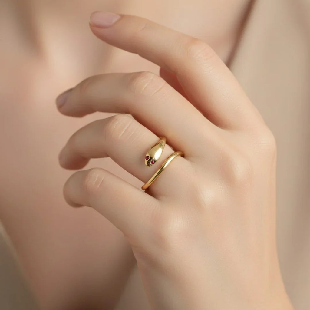 Ruby Coil Snake Ring